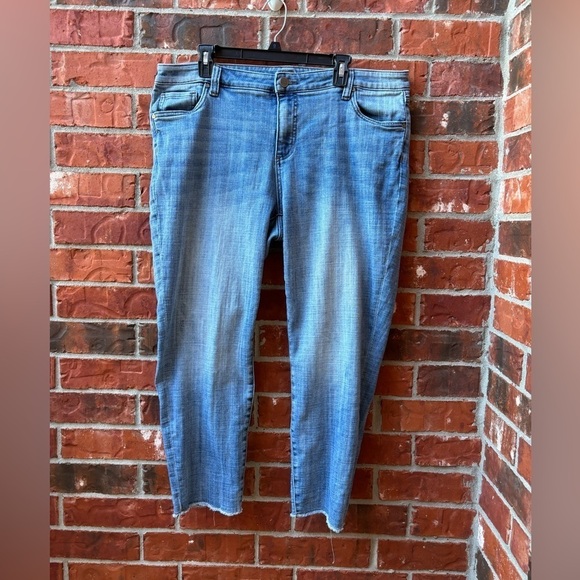 KUT From The Cloth Womens 14 Blue Raw Hem Tapered Leg Jeans - Picture 1 of 8